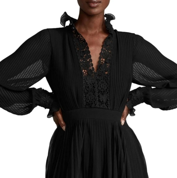 NWT Ralph Lauren pleated dress with lace trim size 14 - Picture 2 of 5